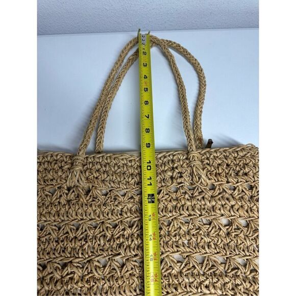 Vintage Cappelli Straworld Inc Large Tote With Safari Animal Wood Beads Notes - Picture 13 of 14